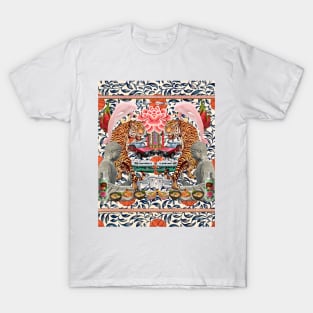 Tigers & Pink Dolphins Floral Pattern - Retro Hong Kong T-Shirt